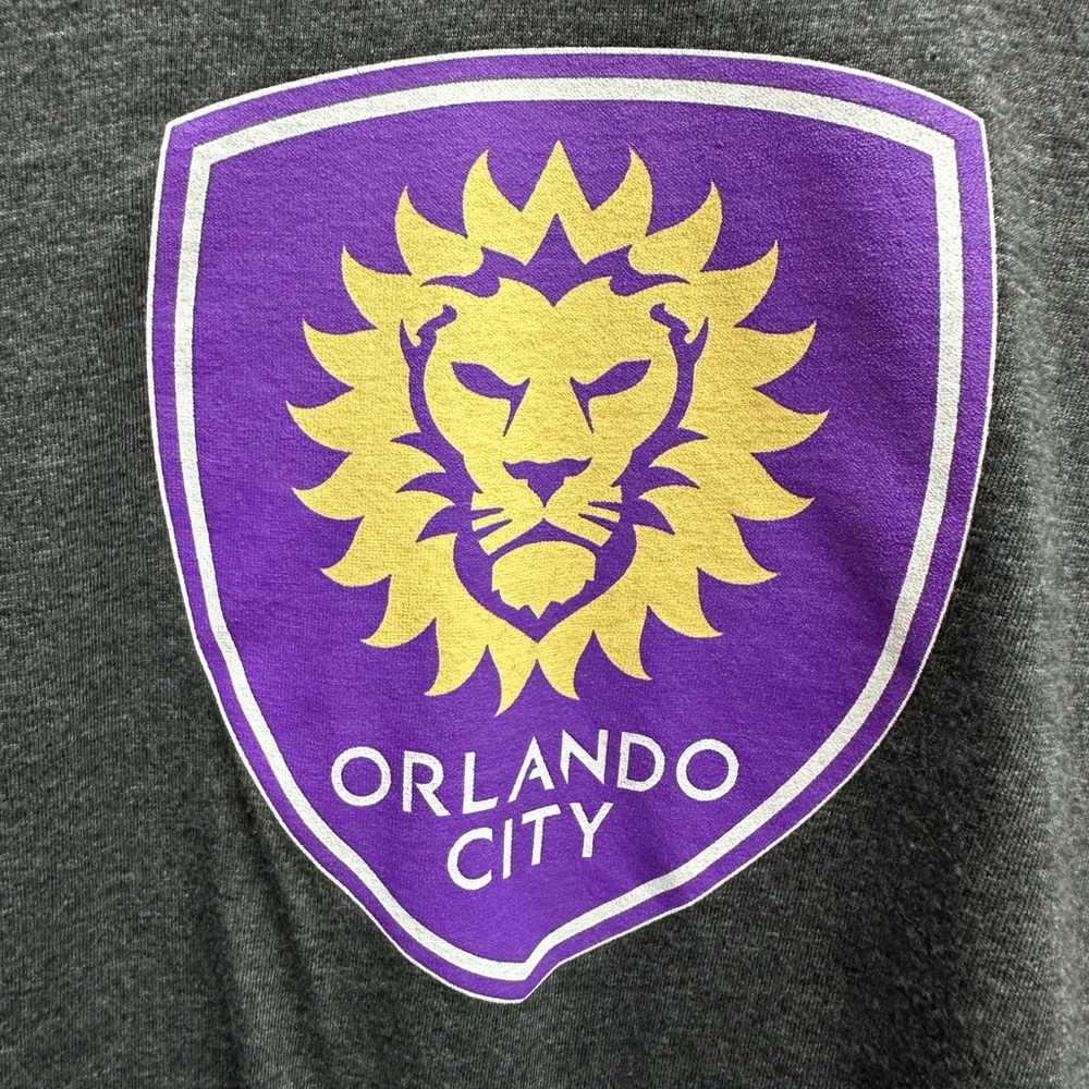 Official Orlando City Soccer Club Gray Women’s Medium Ringer Tee OCSC MLS Lions